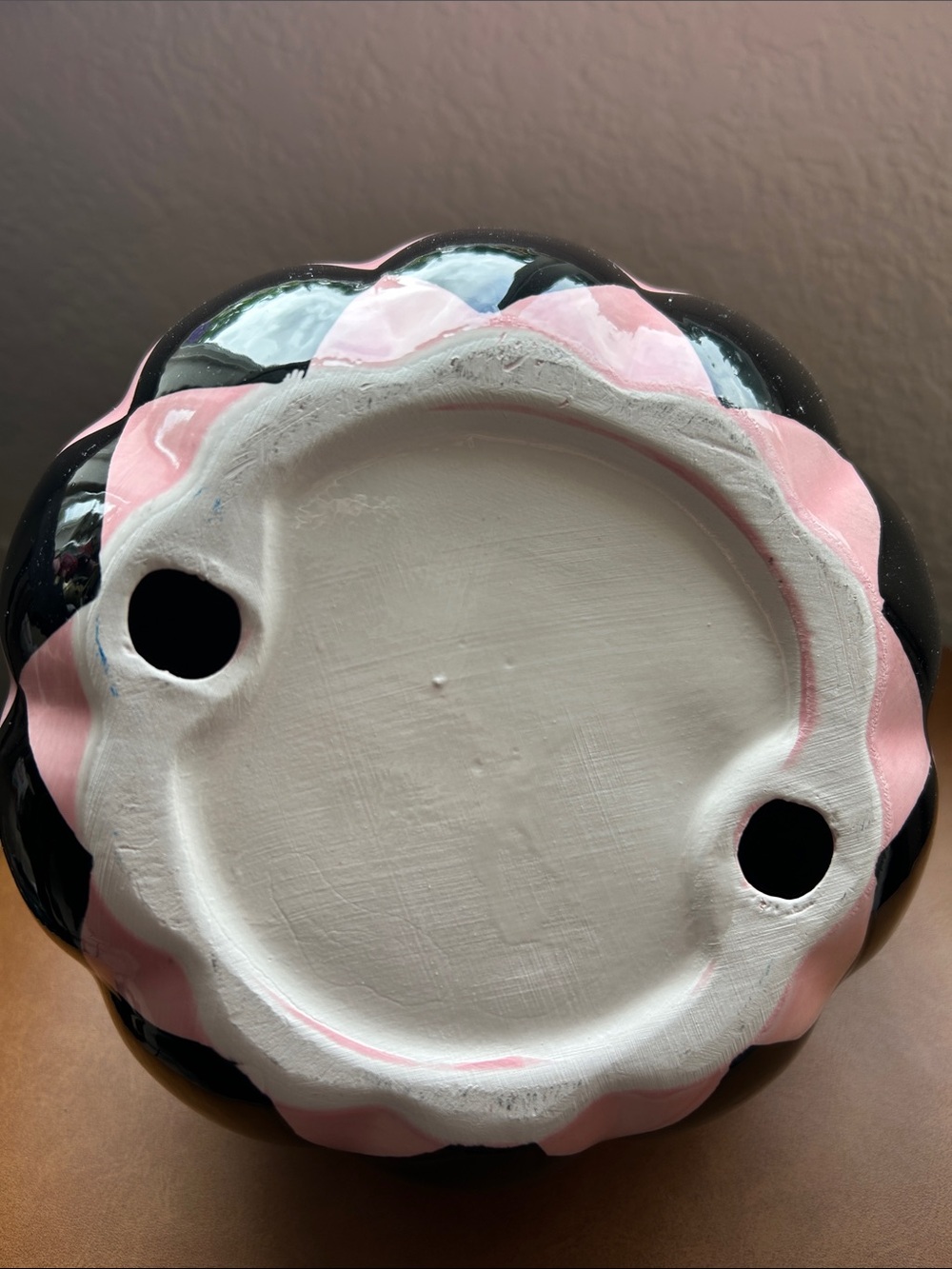 Harlequin Checkered Halloween Fall Pumpkin designer pink and black - Picture 5 of 5
